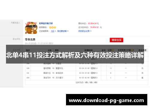 北单4串11投注方式解析及六种有效投注策略详解
